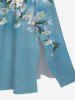 Plus Size Flowers Branch Swallow Print Split Midi Derss -  