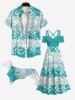 Pet's Floral Grass Print Hawaii Button Shirt -  