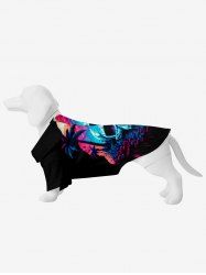 Pet's Skull Cave Mountain Coconut Tree Print Ombre Hawaii Button Shirt -  
