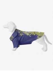 Pet's Leaf Two Tone Colorblock Print Button Shirt -  