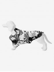 Pet's Tropical Coconut Tree Fish Print Hawaii Button Shirt -  