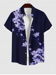 Plus Size Flowers Glitter 3D Print Buttons Pocket Hawaii Shirt For Men -  
