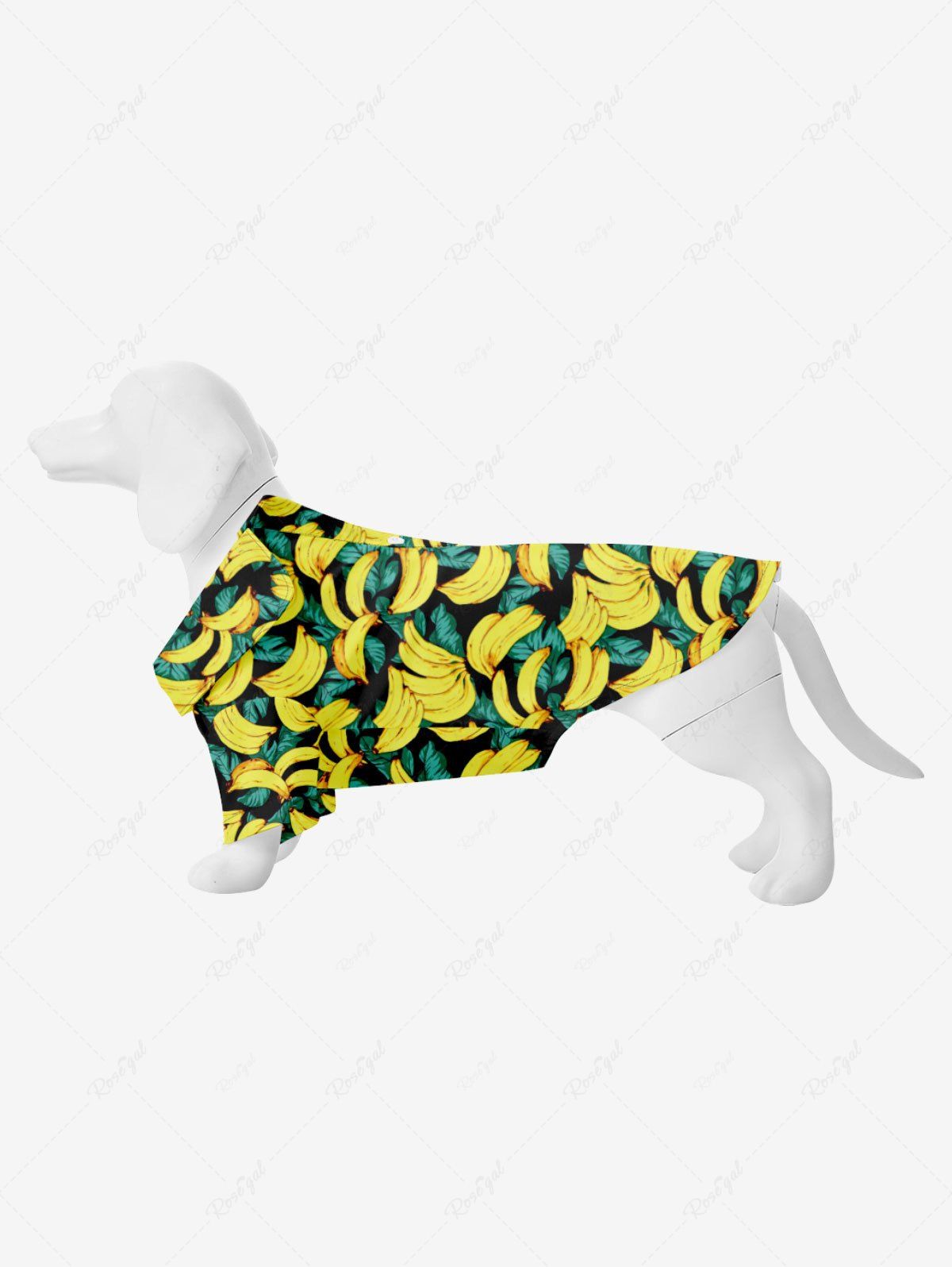Shop Pet's Tropical Leaf Banana Print Hawaii Shirt  