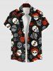 Skulls Hat Bowknot Rose Flowers Print Plus Size Matching Outfit For Couples -  