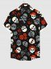 Skulls Hat Bowknot Rose Flowers Print Plus Size Matching Outfit For Couples -  