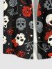 Skulls Hat Bowknot Rose Flowers Print Plus Size Matching Outfit For Couples -  
