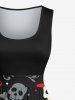 Skulls Hat Bowknot Rose Flowers Print Plus Size Matching Outfit For Couples -  