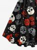 Skulls Hat Bowknot Rose Flowers Print Plus Size Matching Outfit For Couples -  