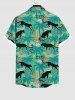 Plus Size Tropical Leaf Flower Leopard Print Buttons Pocket Hawaii Shirt For Men -  