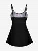Plus Size Skull Floral Print Boyleg Tankini Swimsuit (Adjustable Shoulder Strap) -  