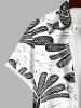 Plus Size Tropical Coconut Tree Fish Print Hawaii Button Pocket Shirt For Men -  