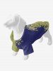 Pet's Leaf Two Tone Colorblock Print Button Shirt -  