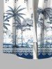 Plus Size Ethnic Tribal Pattern Coconut Tree Print Buttons Pocket Hawaii Shirt For Men -  