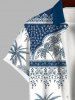 Plus Size Ethnic Tribal Pattern Coconut Tree Print Buttons Pocket Hawaii Shirt For Men -  