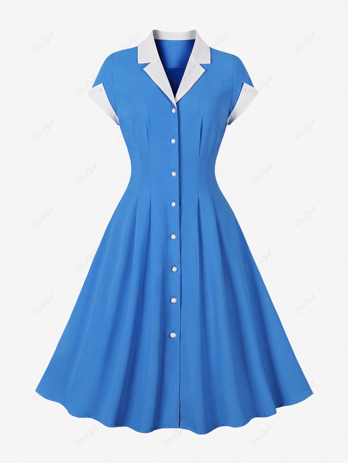 Outfit Ruched Button Down Turn Down Collar Vintage Dress  