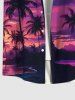 Plus Size Coconut Tree Ombre Sky Print Hawaii Button Pocket Shirt For Men -  