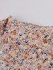 Flowers Print Ruched Waist Buttons Vintage Dress -  