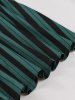 Stripes Print Puff Sleeve Ruffles Shoulder Flat Collar Zipper Vintage Dress -  