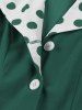 Polka Dot Print Turn Down Collar Buttons Vintage Dress With Belt -  