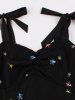 Star Embroidery Sparkling Sequin Mesh Tie Bowknot Ruched Vintage Dress -  