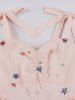 Star Embroidery Sparkling Sequin Mesh Tie Bowknot Ruched Vintage Dress -  