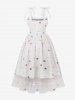 Star Embroidery Sparkling Sequin Mesh Tie Bowknot Ruched Vintage Dress -  