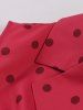 Polka Dot Print Buttons Turn Down Collar Surplice Tank Vintage Dress -  