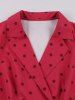 Polka Dot Print Buttons Turn Down Collar Surplice Tank Vintage Dress -  