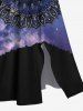 Robe midi fendue grande taille à imprimé floral ethnique Galaxy et colorblock - Bleu de Minuit XS