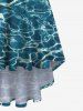 Plus Size Blue Aqua Sea Water Surface Floral Print Summer Hawaii High Low Dress -  