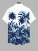 Plus Size Tropical Leaf Coconut Tree Watercolor Painting Print Buttons Pocket Hawaii Shirt For Men -  