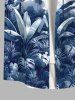 Plus Size Tropical Leaf Coconut Tree Watercolor Painting Print Buttons Pocket Hawaii Shirt For Men -  