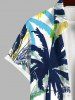 Plus Size Colorful Coconut Tree Print Buttons Pocket Hawaii Shirt For Men -  