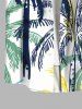 Plus Size Colorful Coconut Tree Print Buttons Pocket Hawaii Shirt For Men -  