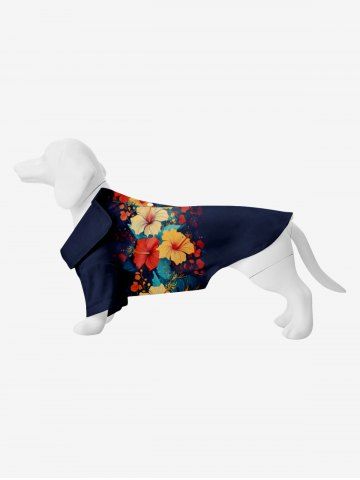 Pet's Tropical Hibiscus Flower Print Hawaii Shirt - BLACK - 2XL