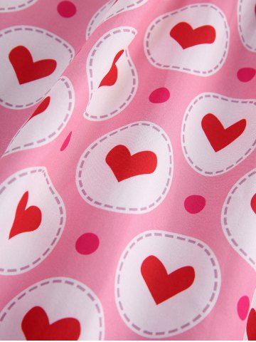 Plus Size Polka Dot Heart Circle Print Tie Shoulder Bowknot Cami Vintage Dress With Belt