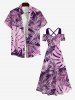 Plus Size Tropical Leaf Ombre Print Crisscross Cold Shoulder Hawaii Maxi Dress -  