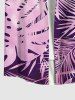 Plus Size Tropical Leaf Ombre Print Buttons Pocket Hawaii Shirt For Men -  