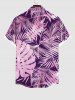 Plus Size Tropical Leaf Ombre Print Buttons Pocket Hawaii Shirt For Men -  