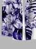 Plus Size Tropical Leaf Flowers Print Hawaii Shirt For Men -  