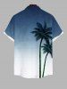 Plus Size Ombre Coconut Tree Tropical Print Buttons Pocket Hawaii Shirt For Men -  