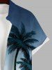 Plus Size Ombre Coconut Tree Tropical Print Buttons Pocket Hawaii Shirt For Men -  