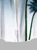 Plus Size Ombre Coconut Tree Tropical Print Buttons Pocket Hawaii Shirt For Men -  