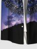 Plus Size Galaxy Ethnic Floral Print Buttons Pocket Shirt For Men -  