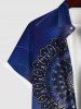 Plus Size Galaxy Ethnic Floral Print Buttons Pocket Shirt For Men -  