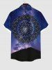 Plus Size Galaxy Ethnic Floral Print Buttons Pocket Shirt For Men -  