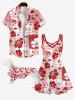 Pet's Floral Plaid Print Hawaii Button Shirt -  