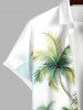 Plus Size Coconut Tree Beach Print Hawaii Button Pocket Shirt For Men -  