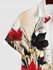 Plus Size Maple Leaf Ink Painting Splatter Print Ombre Button Pocket Shirt For Men -  