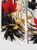 Chemise Boutonnée Feuille D'Encre Eclaboussée Imprimée de Grande Taille avec Poche - Multi-A M